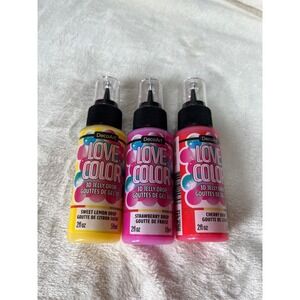 DecoArt Love Color 3D Jelly Drop Acrylic Paint 3 Pack Pink Yellow Red 2oz Each